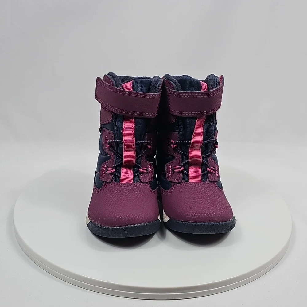 NIB Merrell Snow Bank Jr Waterproof Boot Leather Mesh Navy Blue Berry Purple 6